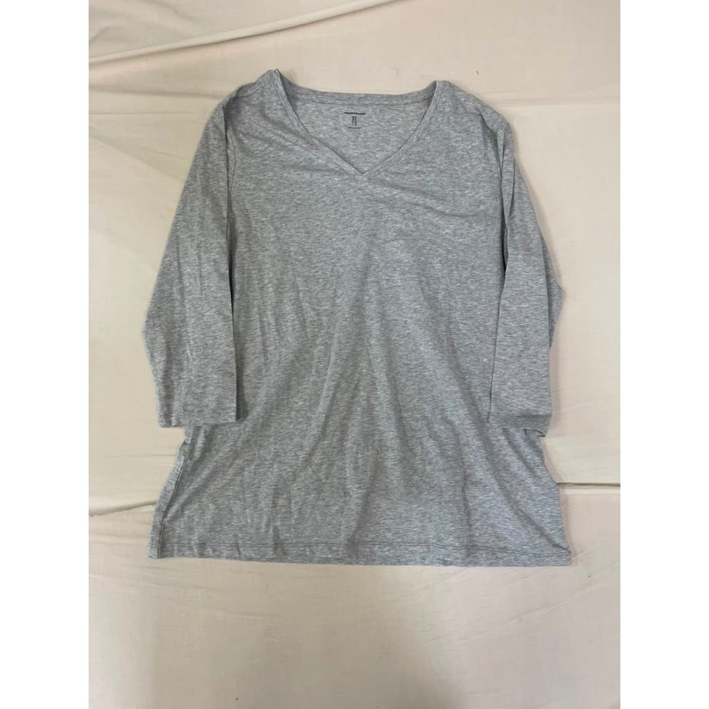 Amazon Essentials Womens XL Grey Heather V-Neck 3/4 Sleeve T-Shirt Top